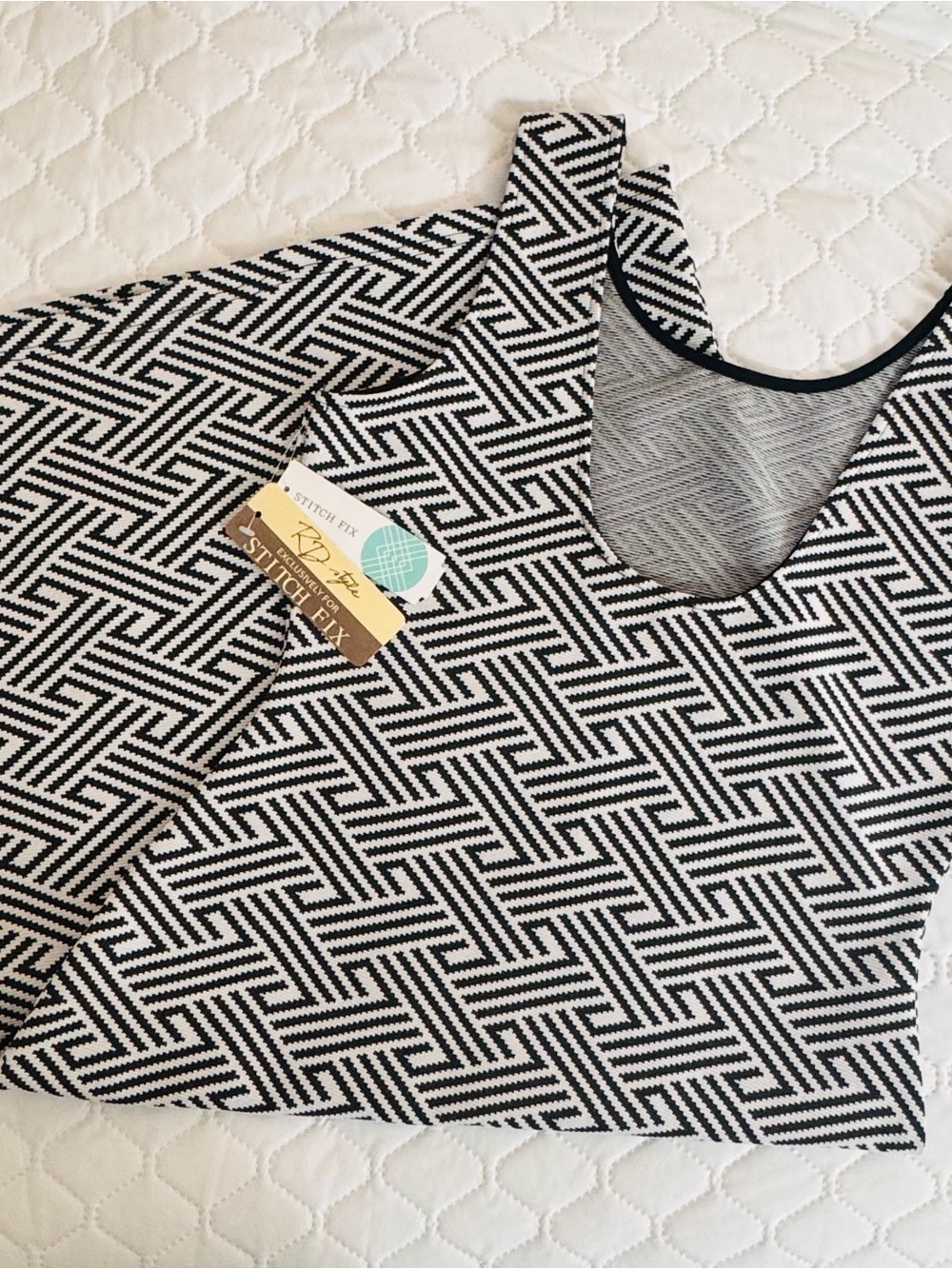RD Style Black & White Textured Dress